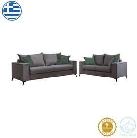 Σετ σαλονιού Verona 2τεμ 2θέσιος-3θέσιος ανθρακί - μαξιλάρια κυπαρισσί