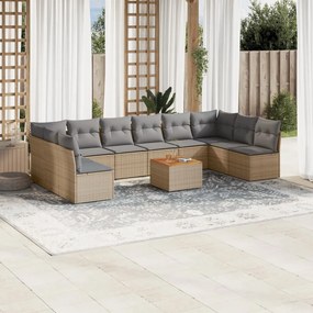 vidaXL Patio Sofa Set 10-θέσια Μίξη μπεζ και ανοιχτό γκρι