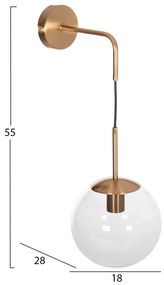 Απλίκα Τοίχου GYDA C4473 Μέταλλο Χρυσό - Γυαλί 18x28x55Υ εκ. 18x28x55 εκ.