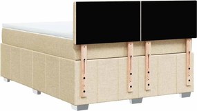 vidaXL Κρεβάτι Boxspring με Στρώμα Κρεμ 140x190 εκ. Υφασμάτινο