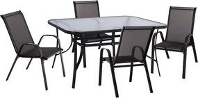 ΣΕΤ ΤΡΑΠΕΖΑΡΙΑΣ 5ΤΜΧ BRUNO HM5201.03 ΜΑΥΡΟ ΜΕΤΑΛΛΙΚΟ &amp; TEXTILENE