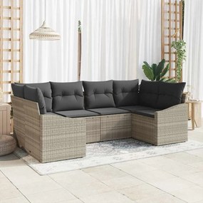vidaXL Σετ Καναπέ Κήπου 6 pcs Ανοιχτό γκρι Πολυ ράταν