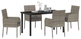 vidaXL Σέτ φαγητού για κήπο με μαξιλάρι 5 pcs Γκρι Πολυ ράταν