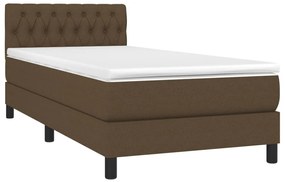 vidaXL Κρεβάτι Boxspring με Στρώμα &amp; LED Σκ.Καφέ 100x200 εκ Υφασμάτινο