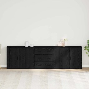 vidaXL Πλαϊνό γραφείο Μαύρη Οξυά 240 x 33 x 70 εκ. Επεξεργασμένο ξύλο