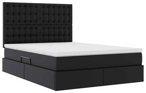 vidaXL Κρεβάτι Αποθήκης με στρώμα Μαύρο 140 x 190 cm Τεχνητό Δέρμα