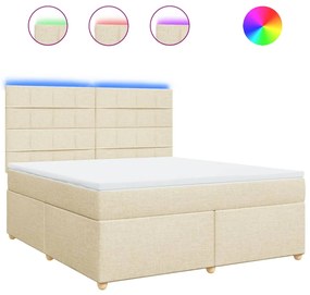 vidaXL Κρεβάτι Boxspring με Στρώμα Κρεμ 180x200 εκ. Υφασμάτινο