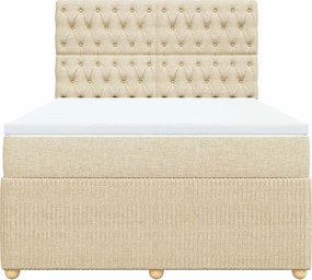 vidaXL Κρεβάτι Boxspring με Στρώμα Κρεμ 140x200 εκ. Υφασμάτινο