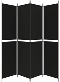 vidaXL Διαχωριστικό Δωματίου με 4 Πάνελ Μαύρο 200 x 220 εκ. Υφασμάτινο