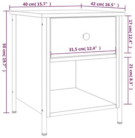 Κομοδίνα 2 Τεμ. Καφέ Δρυς 40x42x50 εκ. από Επεξεργασμένο Ξύλο - Καφέ