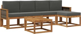 vidaXL Σειρά Καναπέ Εξωτερικού 6 pcs Φυσικό και Ανθρακί Πολυεστέρας