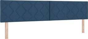vidaXL LED Κρεβάτι με βάθρο με κεφαλάρι Μπλε 200 x 200 cm ύφασμα