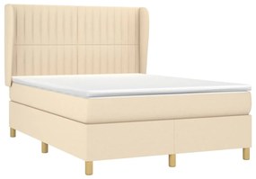 Κρεβάτι Boxspring με Στρώμα Κρεμ 140x200 εκ. Υφασμάτινο - Κρεμ