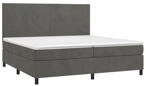 Κρεβάτι Boxspring με Στρώμα Σκούρο Γκρι 200x200 εκ. Βελούδινο - Γκρι