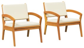vidaXL Κήποι Καθίσματα 2 τμχ 59,5x70,5x72,5 εκ από μασίφ ξύλο ακακίας