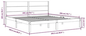 vidaXL Σκελετός Κρεβατιού Χωρίς Στρώμα 200x200 εκ Μασίφ Ξύλο Πεύκου