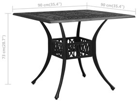 Τραπέζι Κήπου Μαύρο 90 x 90 x 73 εκ. από Χυτό Αλουμίνιο - Μαύρο