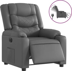 vidaXL Πολυθρόνα Ηλεκτρική Ανακλινόμενη Γκρι από Συνθετικό Δέρμα