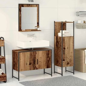 vidaXL Σετ Επίπλων Μπάνιου με ράφι 3 pcs Καφέ Επεξεργασμένο ξύλο