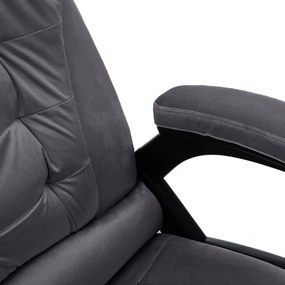 vidaXL Πολυθρόνα Γραφείου Μασάζ Σκούρο Γκρι Βελούδινη
