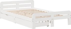 vidaXL Σκελετός Κρεβ. Χωρίς Στρώμα Λευκό 135x190 εκ Μασίφ Πεύκο