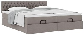 vidaXL Οθωμανικό κρεβάτι με στρώματα Taupe 200x200cm ύφασμα