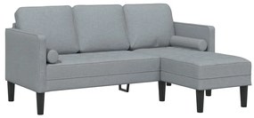 vidaXL Γωνιακός Καναπές 3-Θέσεων Ανοιχτό Γκρι 160 εκ. Υφασμάτινος