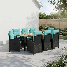 vidaXL Σετ Εξωτερικής Τραπέζης 9 τμχ. Black and Turquoise