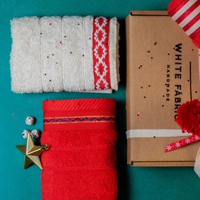 Πετσέτες Χεριών (Σετ 3τμχ) White Fabric Red Stripe 600gsm