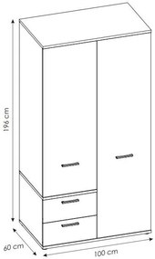 Ντουλάπα Newty δίφυλλη 2D2S
