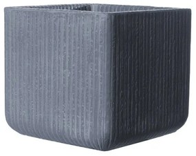 Supergreens Γλάστρα Πήλινη Τετράγωνη "Stripe" Γκρι Σκούρο M 30x30x27 εκ.