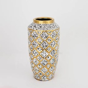 ΒΑΖΟ ΚΕΡΑΜΙΚΟ ΧΡΥΣΟ - ΛΕΥΚΟ - ΜΑΥΡΟ 13x13x25cm
