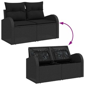 vidaXL Σετ Καναπέ Κήπου με μαξιλάρι 7 pcs Μαύρο 55 x 55 x 37 εκ