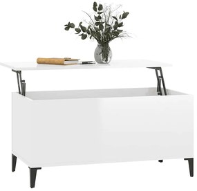 vidaXL Τραπεζάκι Σαλονιού Γυαλ. Λευκό 90x44,5x45 εκ. Επεξεργ. Ξύλο