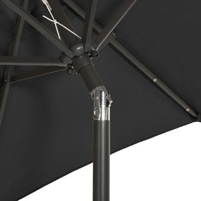 Ομπρέλα με LED Μαύρη 200 x 211 εκ. Αλουμινίου - Μαύρο