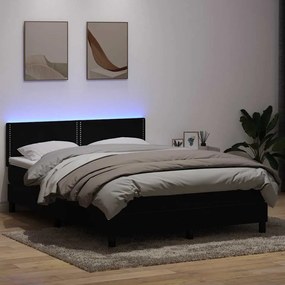 Κρεβάτι Boxspring με Στρώμα & LED Μαύρο 1140x210 εκ. Βελούδινο