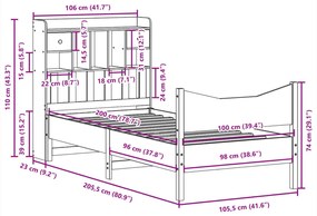 Σκελετός Κρεβατιού Χωρίς Στρώμα Λευκό 100x200 εκ. Μασίφ Πεύκο - Λευκό