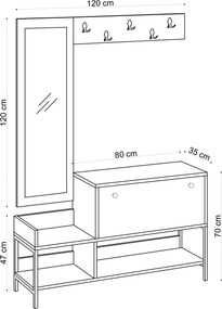 Παπουτσοθήκη Sapphire Δρυς GRUNI 120x35x70