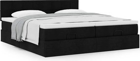 vidaXL Οθωμανικό Κρεβάτι με Στρώματα Μαύρο 200x200cm Ύφασμα