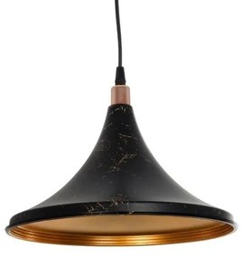 MARBLE 203-0099 Μοντέρνο Κρεμαστό Φωτιστικό Καμπάνα Μονόφωτο 1 x E27 IP20 Μαύρο & Χρυσό Πλαστικό-Μ30 x Π30 x Υ20cm Globostar-203 203-0099