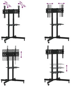 vidaXL Βάση Τηλεόρασης με Τροχούς 32-70Ιν. Max VESA 600x400χιλ. 50κ.