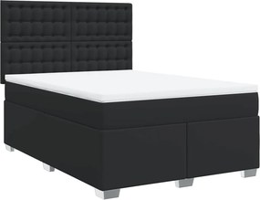 vidaXL Κρεβάτι Boxspring με Στρώμα Μαύρο 140x200εκ.από Συνθετικό Δέρμα