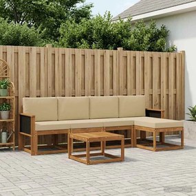 vidaXL Σειρά Καναπέ Εξωτερικού 6 pcs Φυσικό και Μπεζ Πολυεστέρας