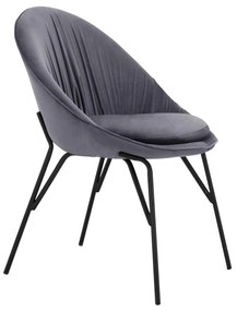 Καρέκλα KELSEY Βελούδο Γκρί με Μαύρα πόδια 59x63x84εκ. 59x63x84 εκ.