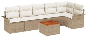 vidaXL Σετ Καναπέ Κήπου 7 pcs Μπεζ Πολυ ράταν