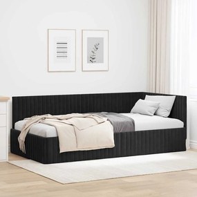 vidaXL Κρεβάτι Γωνίας με κεφαλάρι Μαύρο 100 x 200 cm Βελούδο