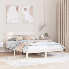 vidaXL Κρεβάτι με κεφαλίνη Λευκό 160x200 εκ Μασίφ ξύλο πεύκου