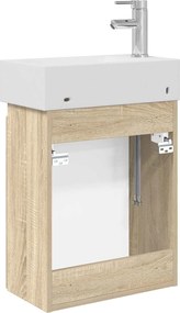 vidaXL Μονάδα μπάνιου με βρύση Sonoma Δρυς 45,5 x 22,5 x 84 εκ