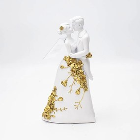 Διακοσμητική Φιγούρα Ζευγάρι 819-00908 11,2x5x20cm White-Gold Estheti Home Πολυρεσίνη