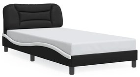 vidaXL Πλαίσιο Κρεβατιού με LED Μαύρο/Λευκό 100x200εκ. Συνθετικό Δέρμα